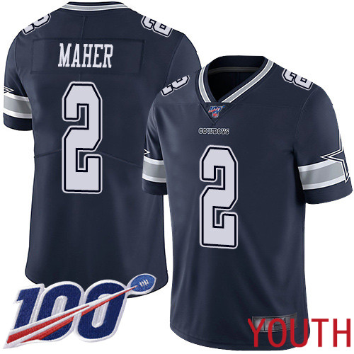 Youth Dallas Cowboys Limited Navy Blue Brett Maher Home #2 100th Season Vapor Untouchable NFL Jersey->youth nfl jersey->Youth Jersey